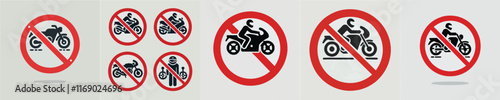 collection of traffic sign icons motorbikes are prohibited from entering