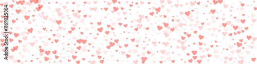 Red hearts scattered on white background.