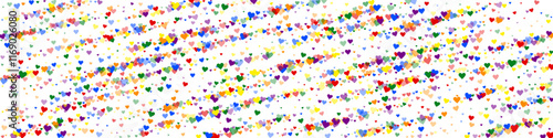 Rainbow colored scattered hearts. LGBT valentine