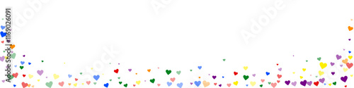 Rainbow colored scattered hearts. LGBT valentine