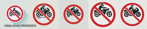 collection of traffic sign icons motorbikes are prohibited from entering