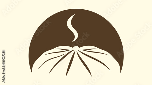 Halved Bao Bun with Steam Swirl Illustration
