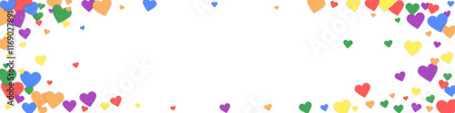 Rainbow colored scattered hearts. LGBT valentine