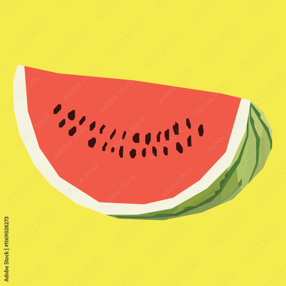Watermelon vector illustration image on yellow background Watermelon vector illustration image on yellow background
