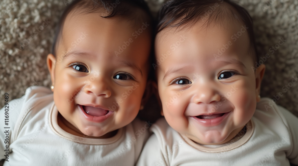 Two Mixed Race Newborn Infant Babies Twins, Caucasian and Asian Mix Blood, Interracial Family Two Mixed Race Newborn Infant Babies Twins, Caucasian and Asian Mix Blood, Interracial Family