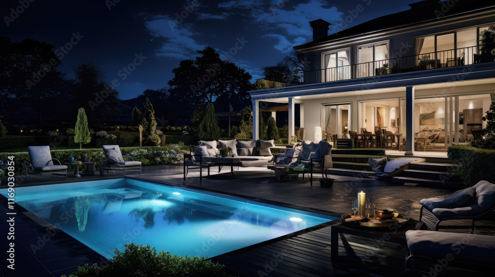 Luxurious Evening Retreat at Upscale Poolside Home Luxurious Evening Retreat at Upscale Poolside Home