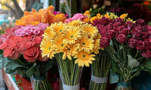 Wallpaper Mural A vibrant display of colorful flowers in a market setting. Torontodigital.ca