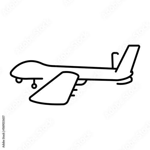 Elbit Hermes 900 (Israel) line color icon. Reconnaissance and attack drone of medium height