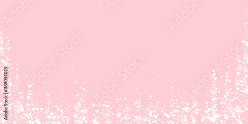 White hearts scattered on pink background.