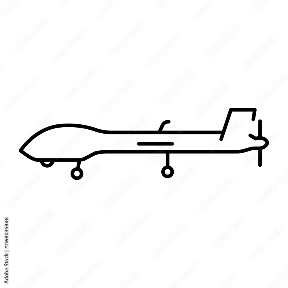 Wing Loong II (China) line color icon. Attack UAV for reconnaissance and striking. Wing Loong II (China) line color icon. Attack UAV for reconnaissance and striking.