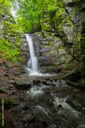 Starohutiansky waterfall near Nova Bana and Zarnovica, Pohronsky Inovec mountains, Slovakia photo