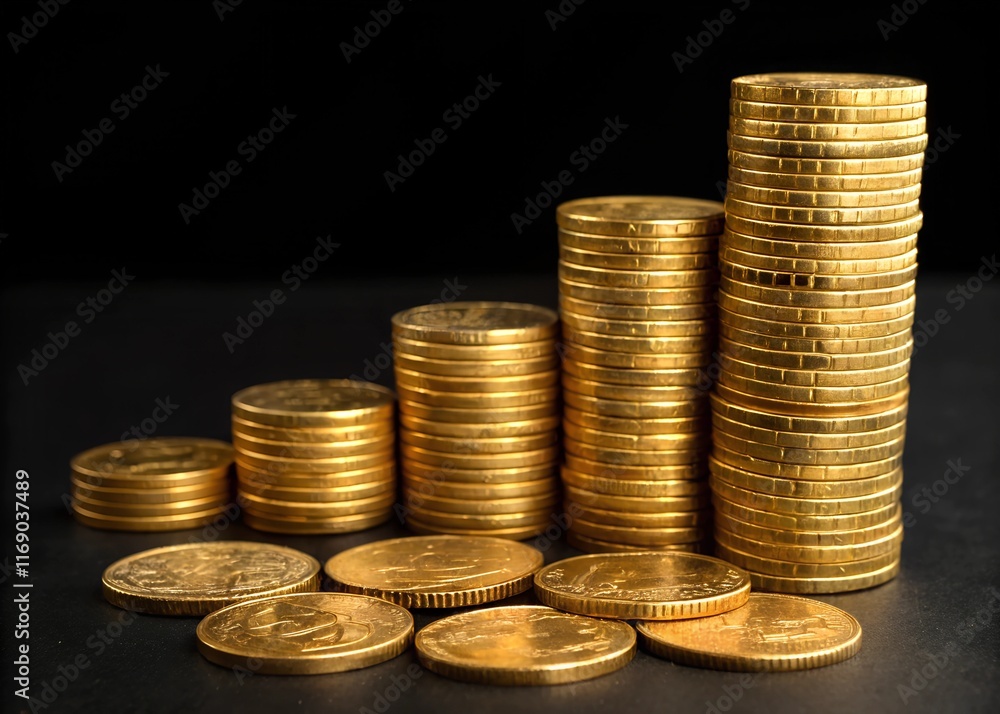 Stacked Gold Coins Representing Financial Growth Stacked Gold Coins Representing Financial Growth