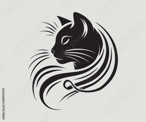 Photography silhouette of a cat in black and white
