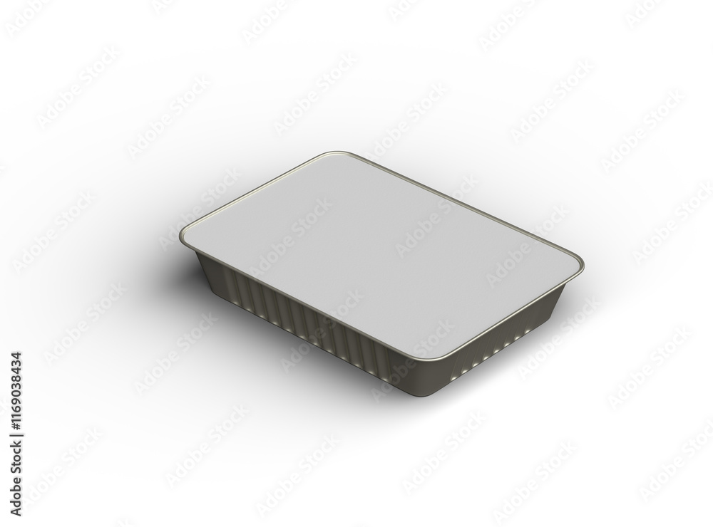 3d rendered image of a big rectangular food foil tray isolated on a light background 3d rendered image of a big rectangular food foil tray isolated on a light background