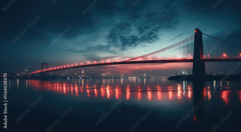 Majestic City Bridge Glowing at Twilight Majestic City Bridge Glowing at Twilight