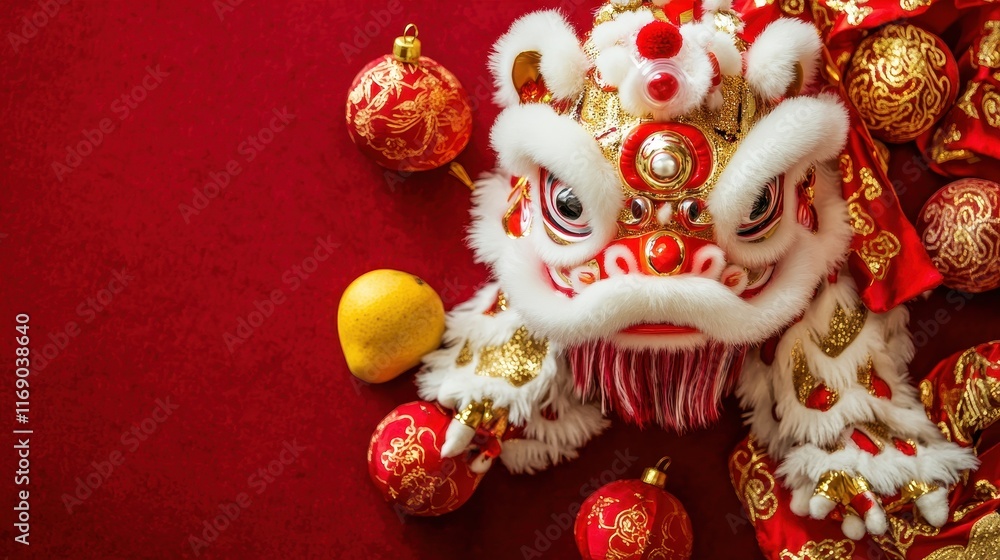 Colorful Chinese New Year Banner Template Featuring a Traditional Lion Dance and Decorative Elements for Celebrating Lunar Festival Joy Colorful Chinese New Year Banner Template Featuring a Traditional Lion Dance and Decorative Elements for Celebrating Lunar Festival Joy