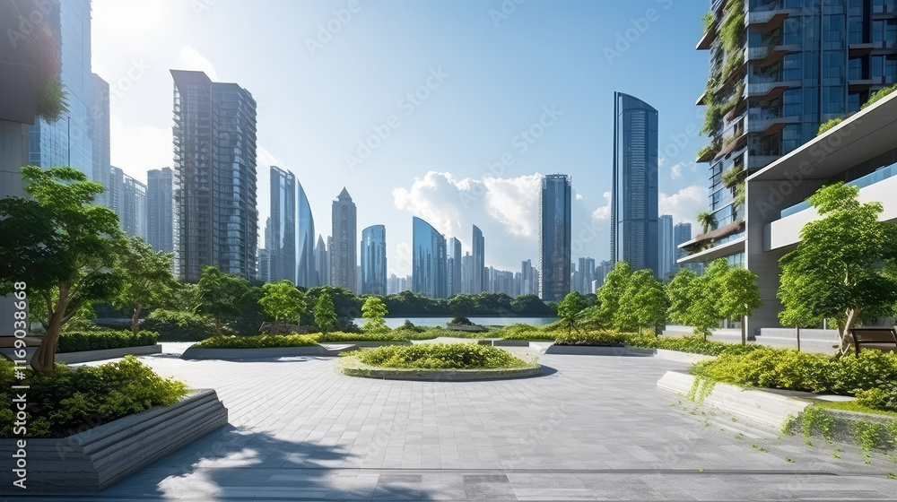 Obraz premium Urban Oasis: Green Spaces in Modern Cityscapes