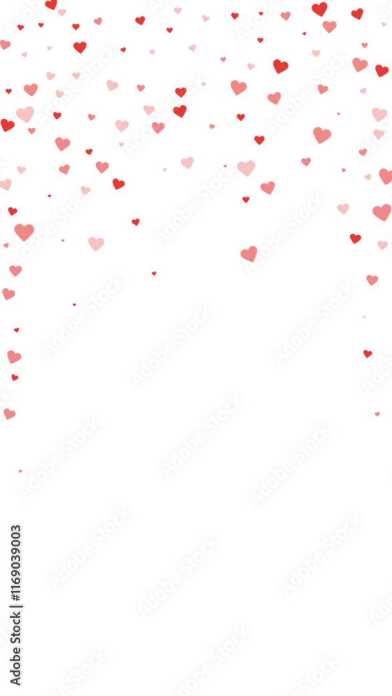 Obraz premium Red hearts scattered on white background.