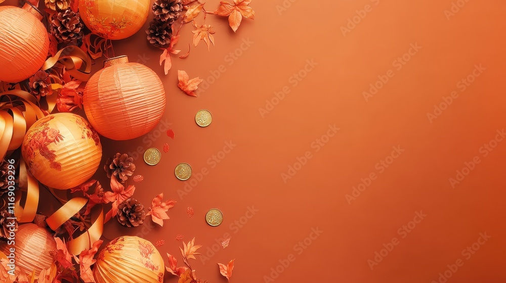 Festive Flat Lay Template for Celebrating Chinese New Year with Oranges, Lanterns, and Decorative Elements for a Joyful Atmosphere Festive Flat Lay Template for Celebrating Chinese New Year with Oranges, Lanterns, and Decorative Elements for a Joyful Atmosphere