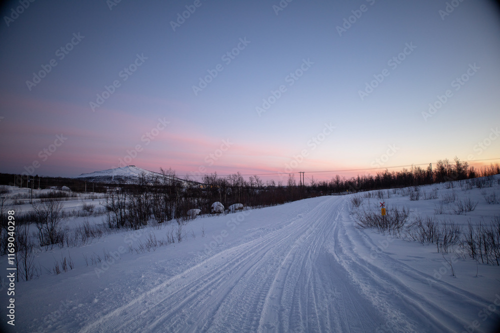Winter wonderland in Swedish Lapland. Winter landscape from Kiruna, Luossuvaara area. Winter wonderland in Swedish Lapland. Winter landscape from Kiruna, Luossuvaara area.