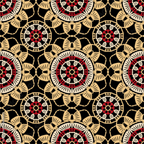 Pattern with crochet granny square wallpaper handmade decorative art design print