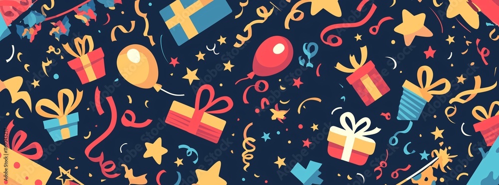 Fototapeta premium Seamless festive pattern with Christmas gifts. Pattern with colorful gifts