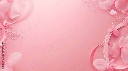 Pink Orchid Flowers and Ribbons Design Background