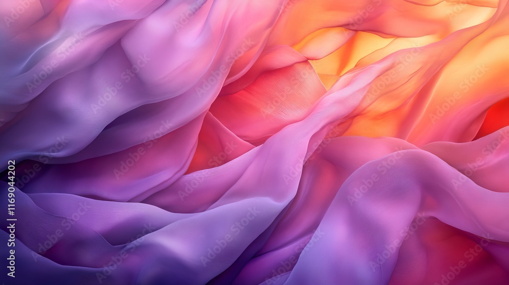Fototapeta premium Abstract, Colorful Flowing Fabric Texture Background. Design with Soft, Warm and Cool Lighting