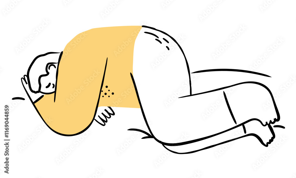 Man lying on floor in despair isolared doodle. Hand drawn vector illustration Man lying on floor in despair isolared doodle. Hand drawn vector illustration