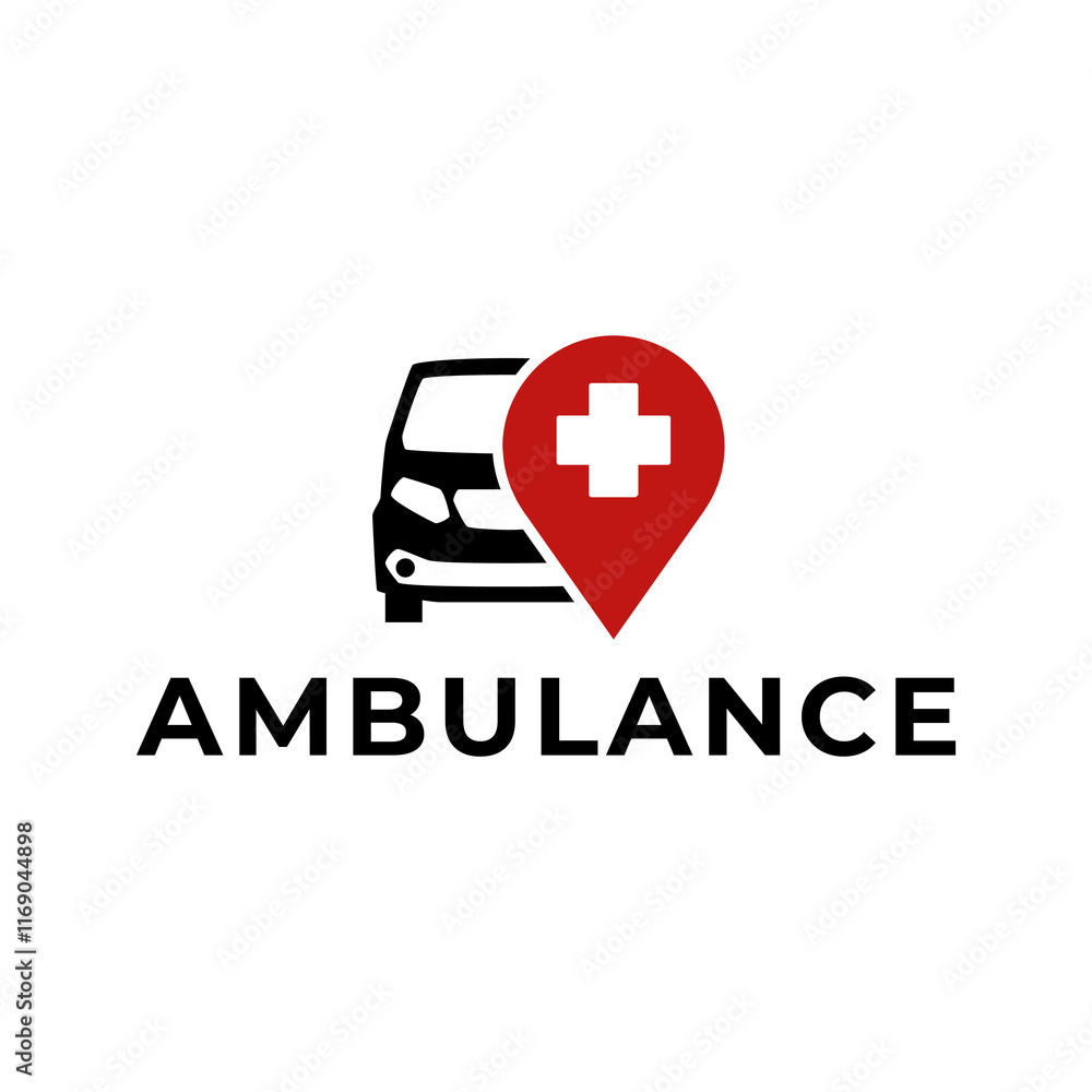Obraz premium Ambulance logo, icon symbol. First aid response logo sign. Isolated on white background.