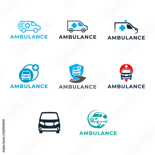 Ambulance logo, icon symbol. First aid response logo sign. Isolated on white background.