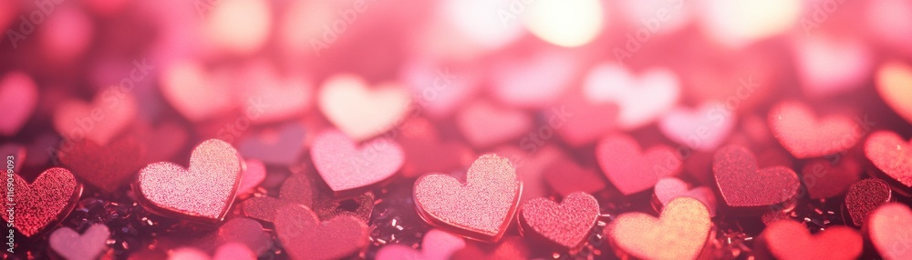 A vibrant background of scattered pink and red hearts creates a romantic, festive atmosphere perfect for celebrations. A vibrant background of scattered pink and red hearts creates a romantic, festive atmosphere perfect for celebrations.