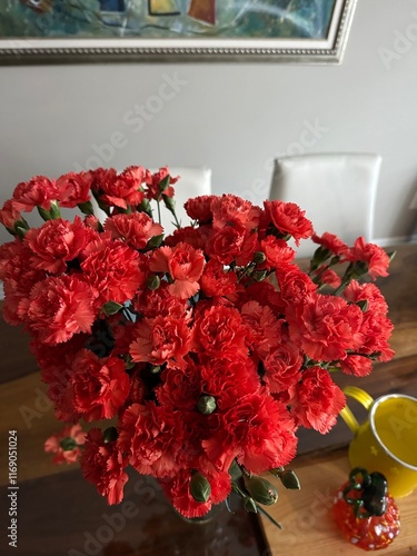 A bouquet of red carnations