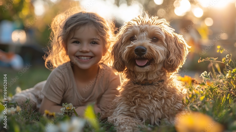 Kids playing dog in the backyard capturing the essence of carefree childhood Kids playing dog in the backyard capturing the essence of carefree childhood