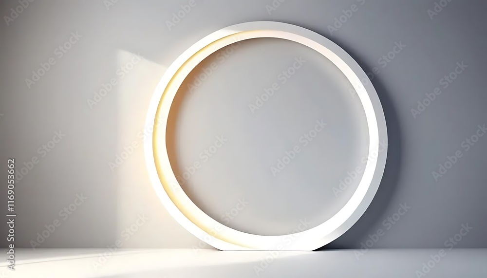White Oval Frame Against a Grey Wall White Oval Frame Against a Grey Wall