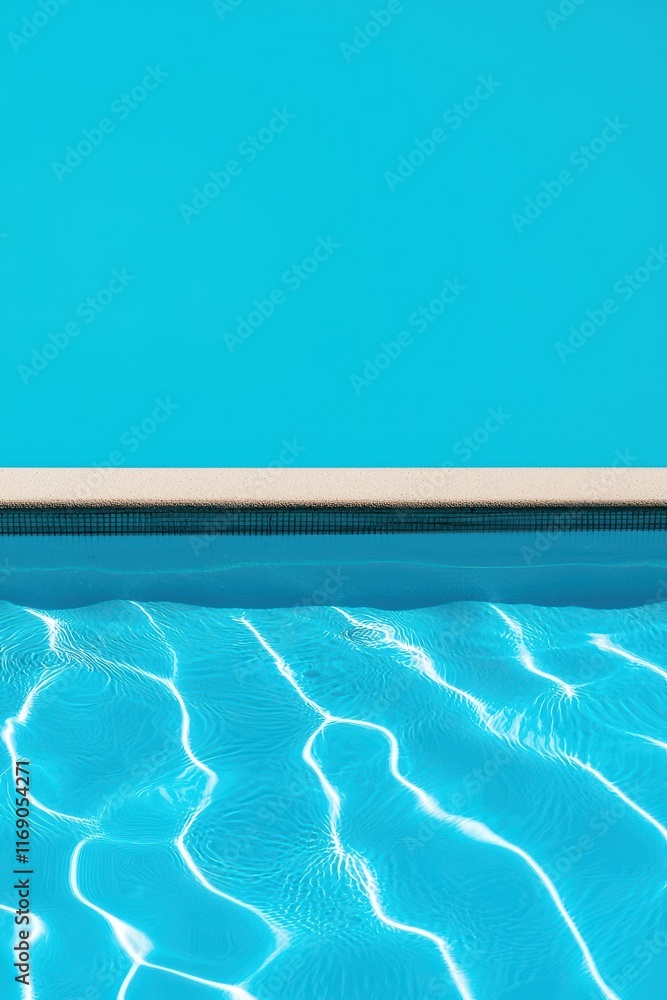 A tranquil pool surface reflecting a vibrant blue sky, perfect for relaxation and peace. A tranquil pool surface reflecting a vibrant blue sky, perfect for relaxation and peace.