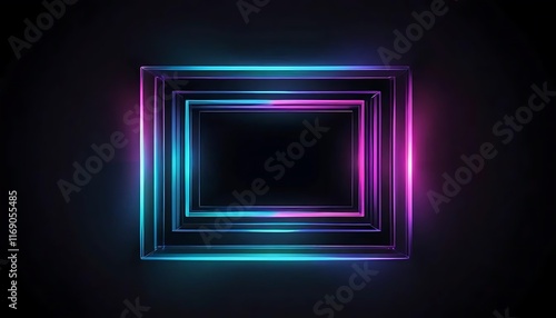 Neon Glowing Square Frame Abstract Design