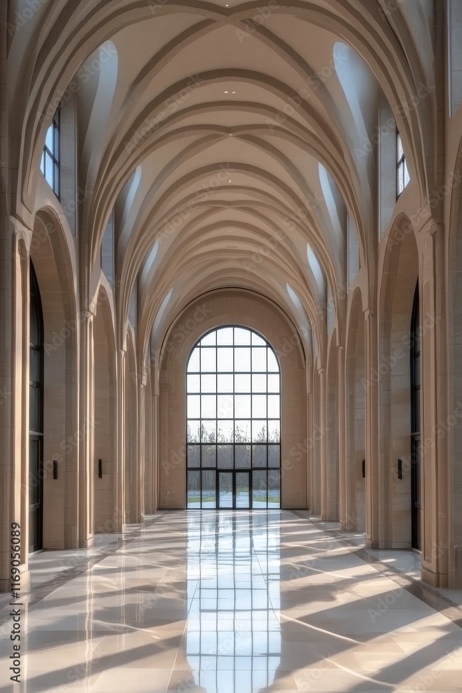 Fototapeta premium Stunning Architectural Hallway with Vaulted Ceilings