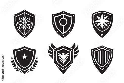 Shield logo Icon silhouette Vector illustration art