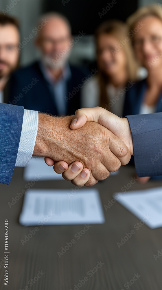 Handshake with people on the background. Handshake with people on the background.