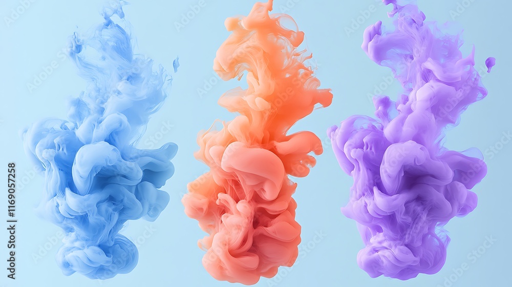 Abstract Colorful Ink Clouds: A Pastel Dream Abstract Colorful Ink Clouds: A Pastel Dream