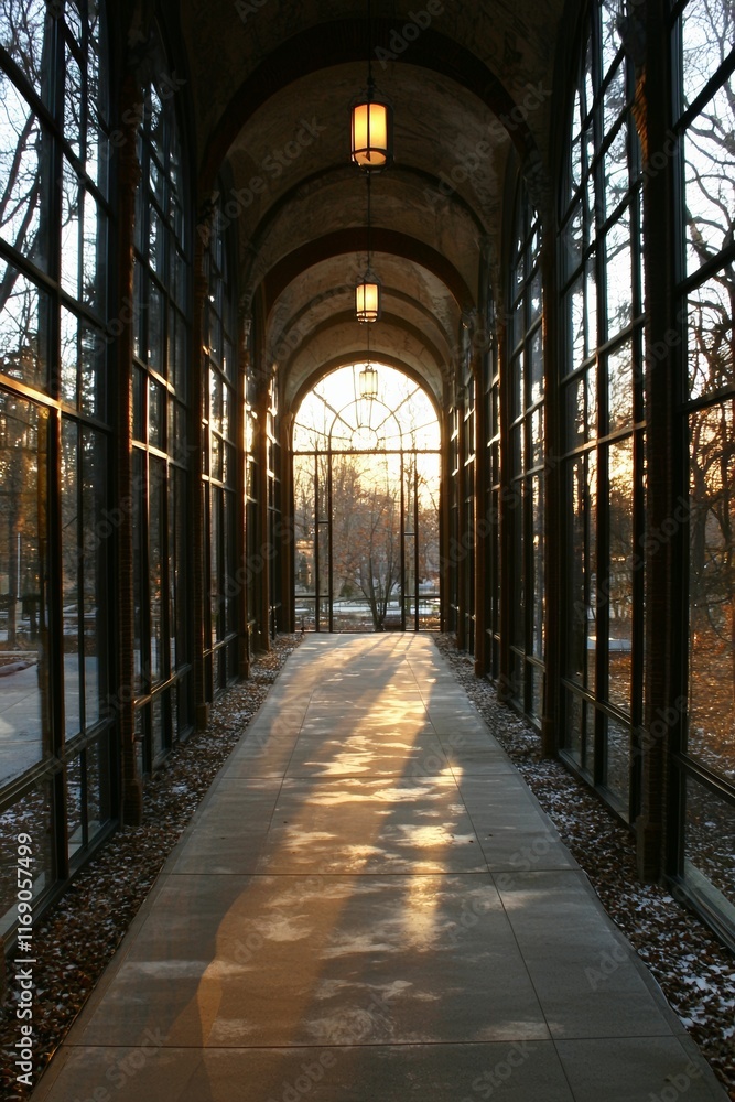 Obraz premium Sunlight Illuminates a Majestic Architectural Pathway