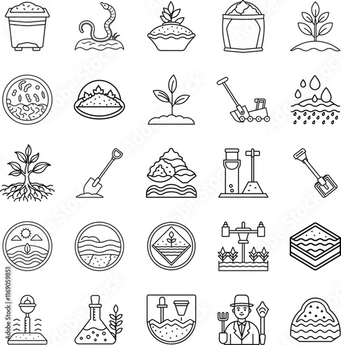 Gardening, Soil, Planting, Farming, Agriculture, Growth, Icons, Horticulture, Cultivation, Nature