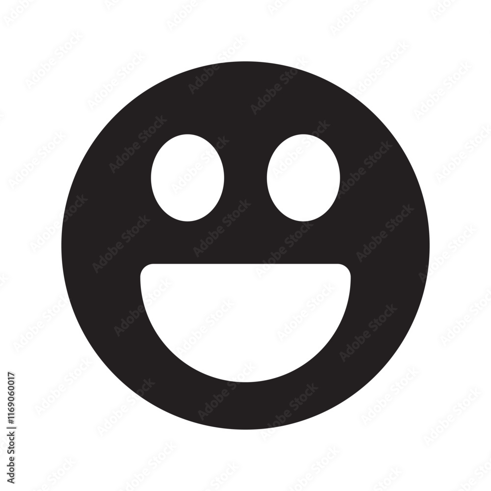 Laughing emoticon with wide smile and squinted eyes, joyful expression. Laughing emoticon with wide smile and squinted eyes, joyful expression.