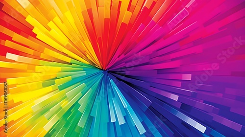 Abstract Rainbow Burst of Colorful Rectangular Shapes