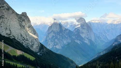 Wallpaper Mural Stunning Aerial View of Dolomite Peaks in South Tyrol, Italy - Natural Landmark Landscape Torontodigital.ca