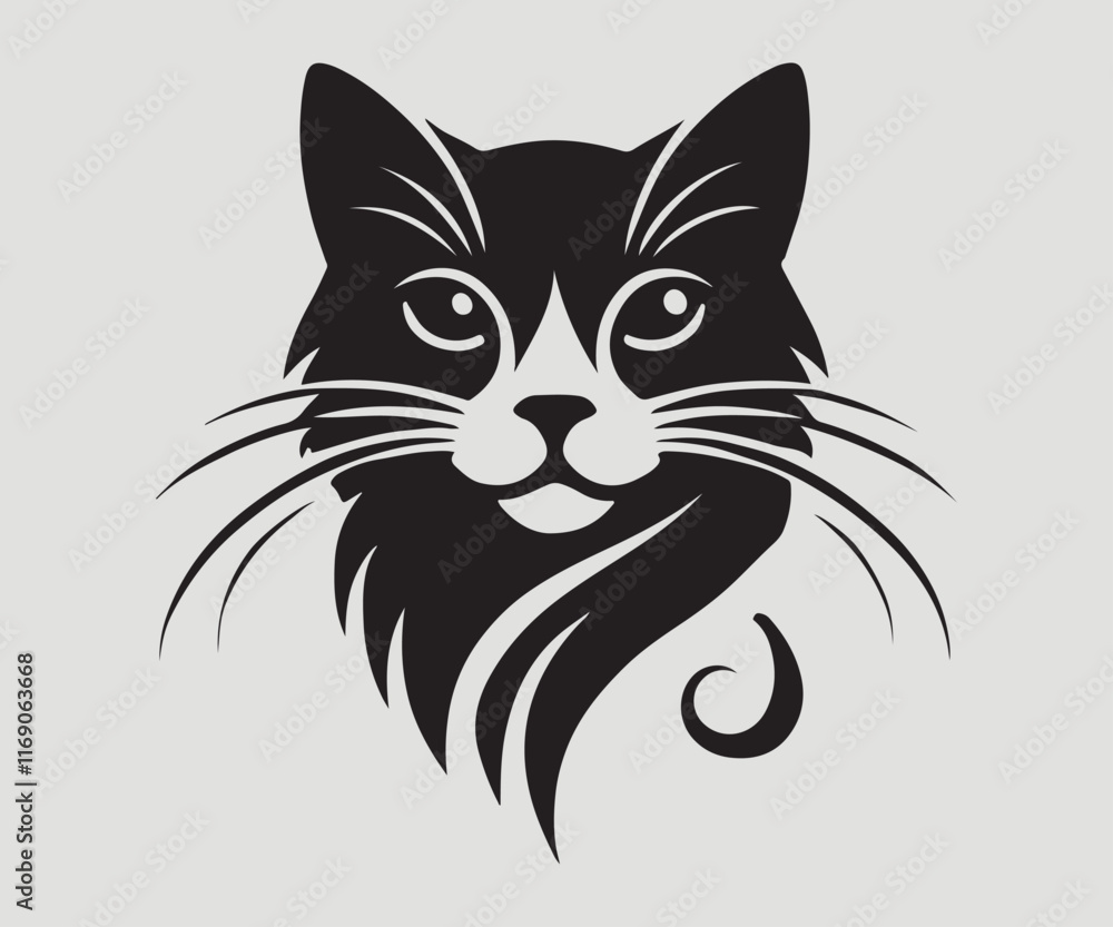Obraz premium silhouette of a cat in black and white