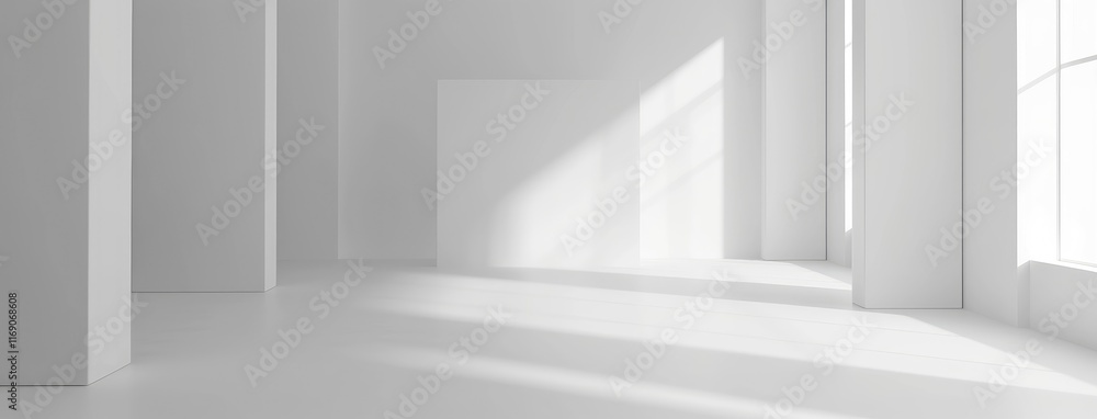 Obraz premium Bright White Minimalist Studio Space with Shadows