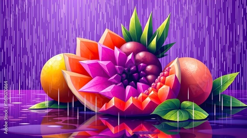 Vibrant Fruit Explosion with Radiant Glow