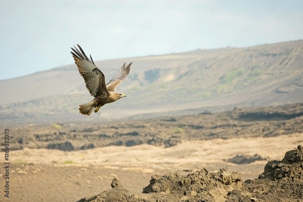 Naklejka premium Galapagos Hawk in Flight
